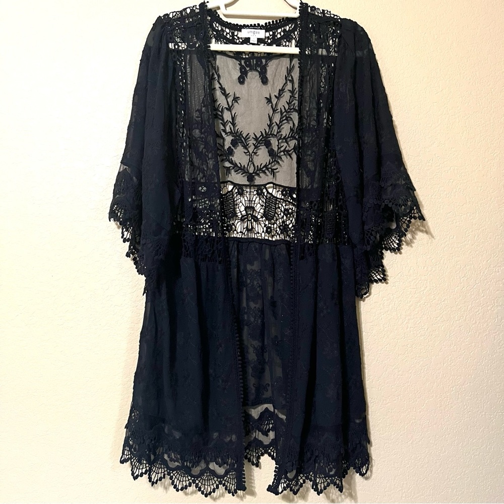 Umgee Floral Lace Embroidered Cardigan Kimono